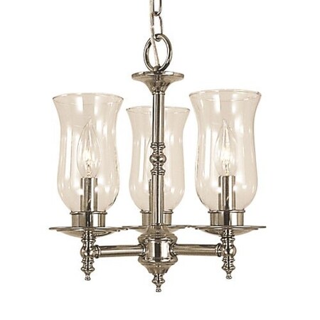 3-Light Polished Brass Sheraton Mini Chandelier